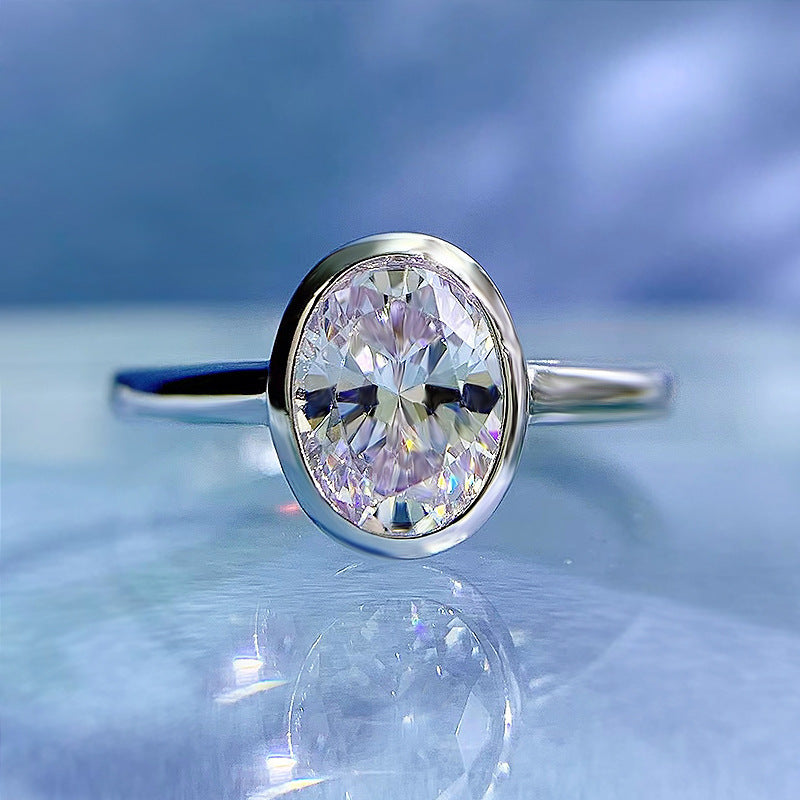 Oval White Diamond Ice Flower Cut Wedding Ring
