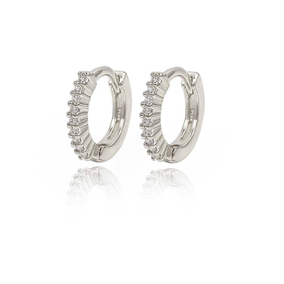 Integrated Rhinestone Zircon Niche Gang Drill Simple Earrings