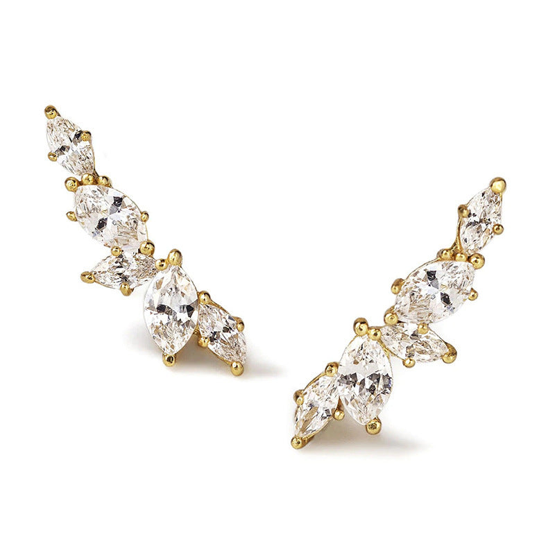 Micro Inlaid Zircon Olive Branch Leaves Ear Studs