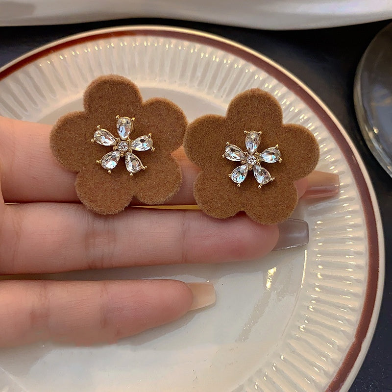 Flower Rhinestone-embedded Stud Earrings
