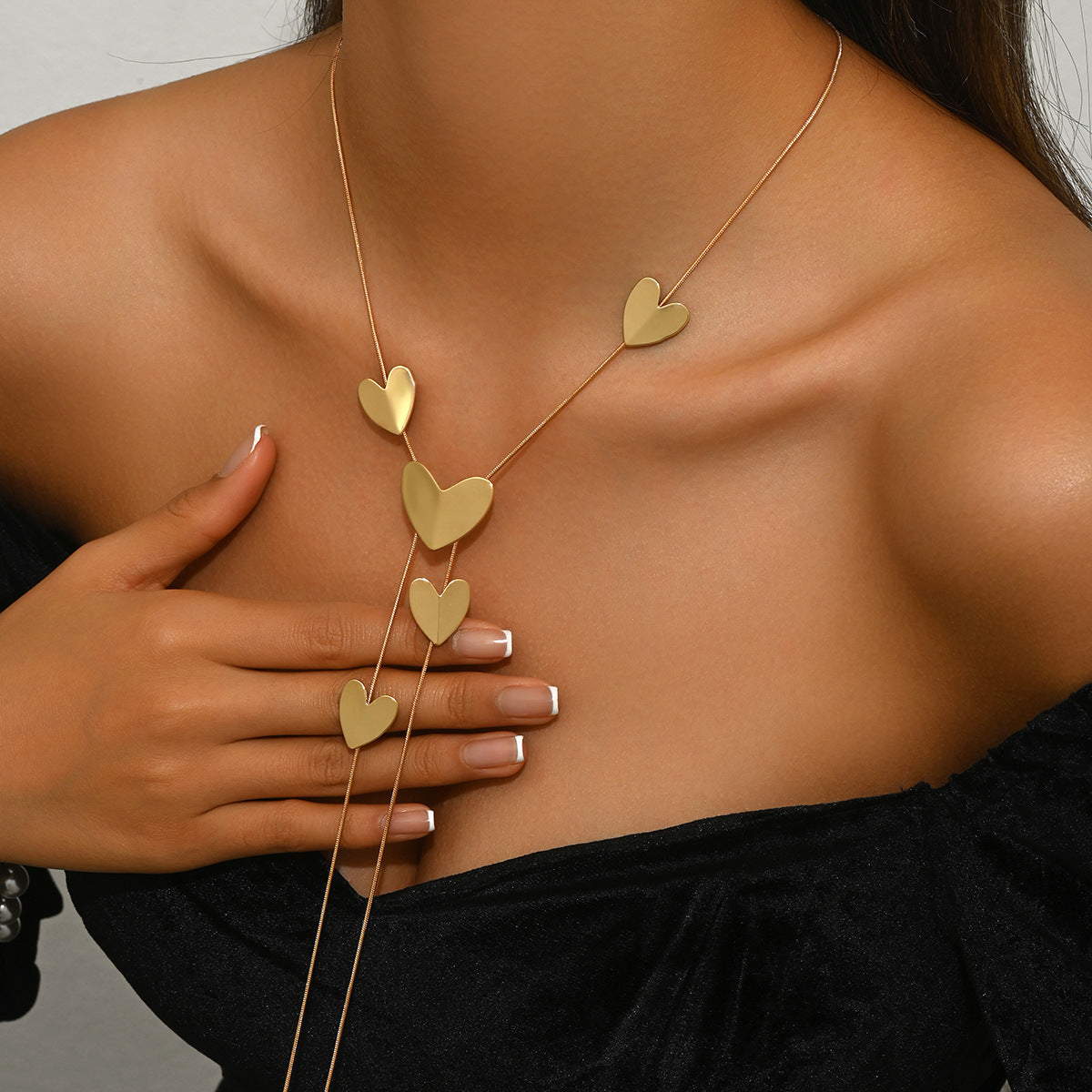Geometric Heart Shape Necklace Women's Long Tassel