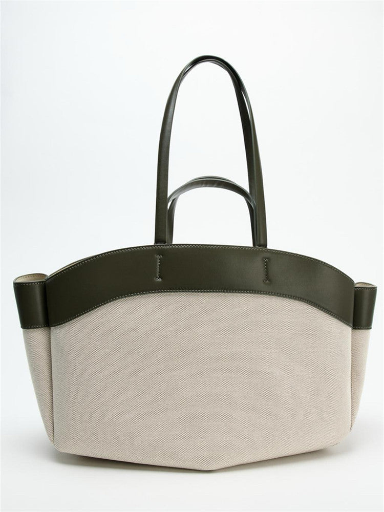 Women's Fashion Stitching Large Capacity Canvas Bag
