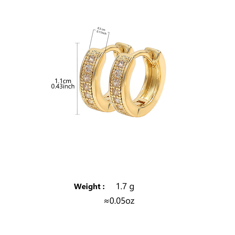 Copper Micro Inlay Gold And Silver Zircon Earrings