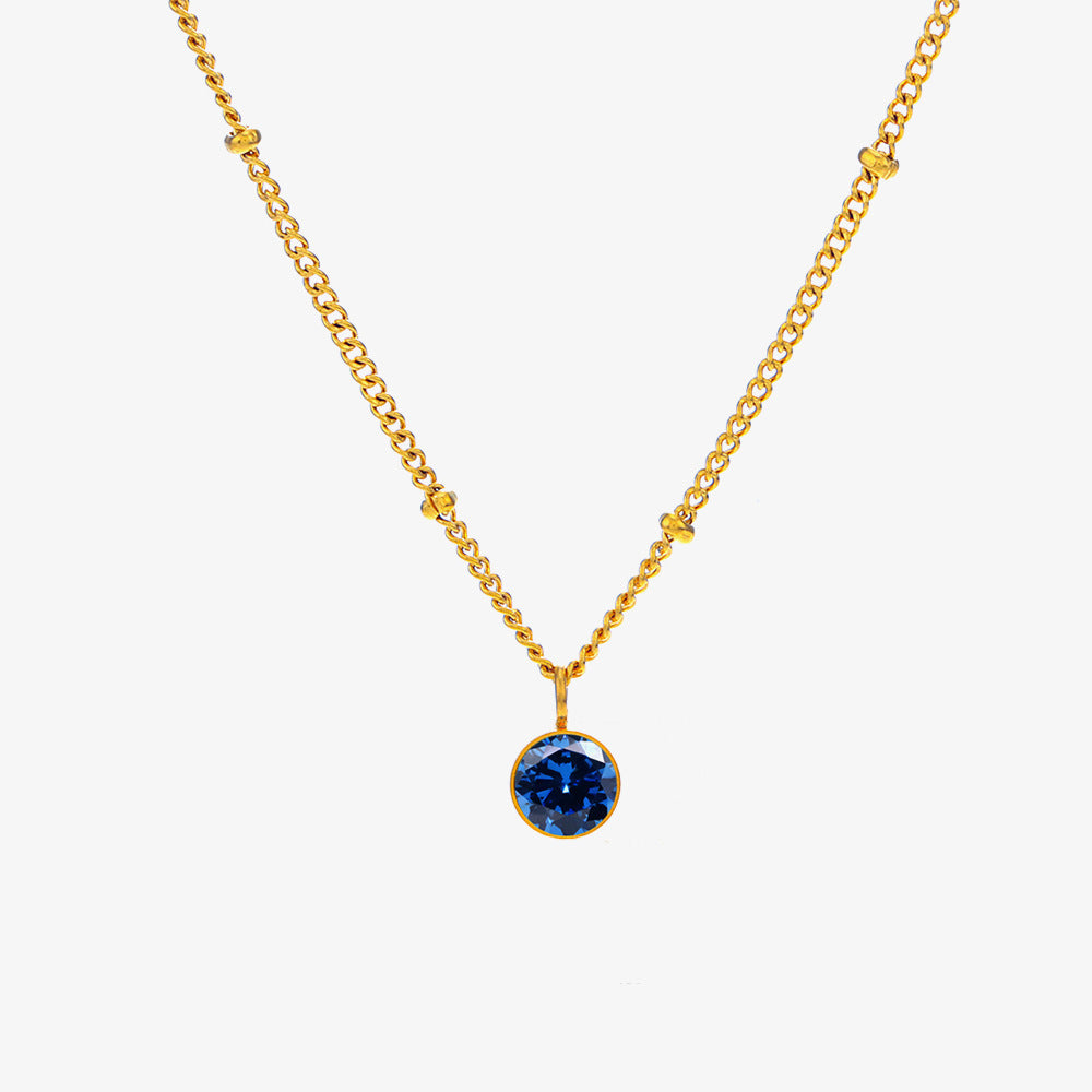 Birth Stones Titanium Steel Necklace