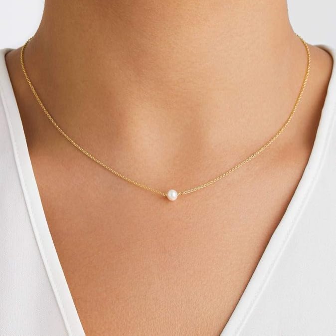 Selected AAA- Freshwater Cultured Solitaire Pearl Necklace Pendant -Women's Gold Necklace