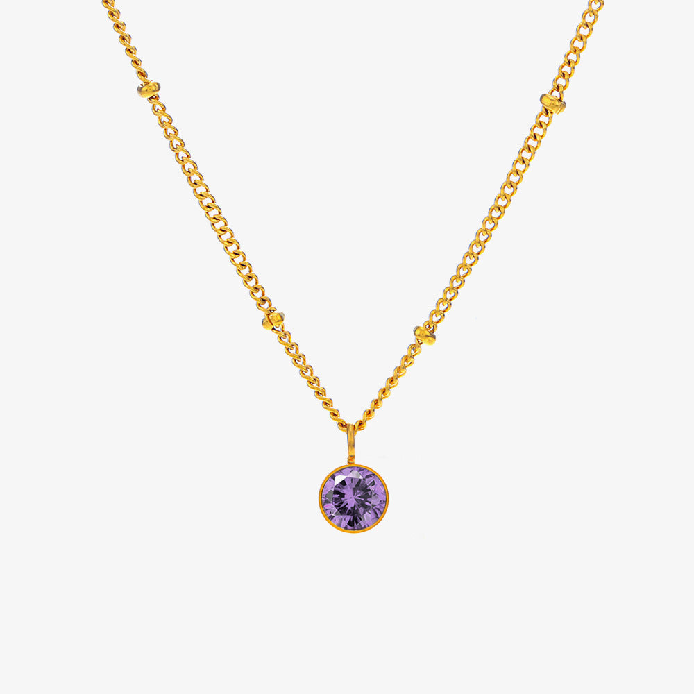 Birth Stones Titanium Steel Necklace