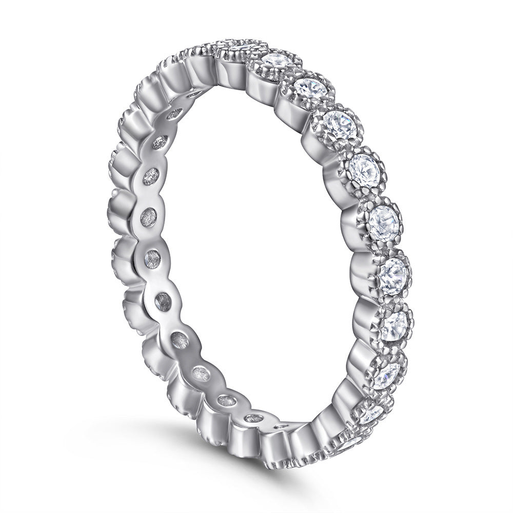 S925 Sterling Silver Women's Full Diamond Ring