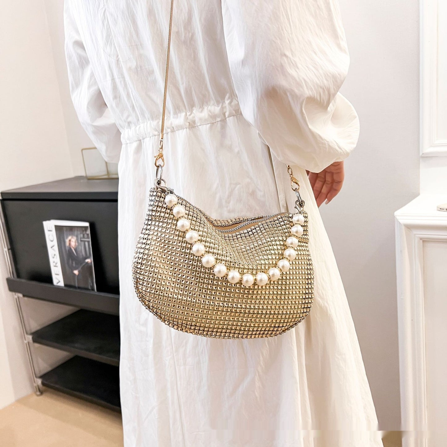 Pearl Special Imitation Diamond Handbag