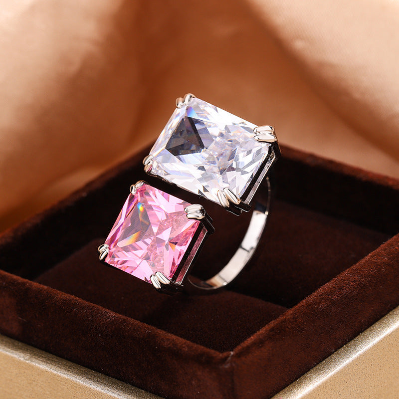 Artificial Topaz Square Ring