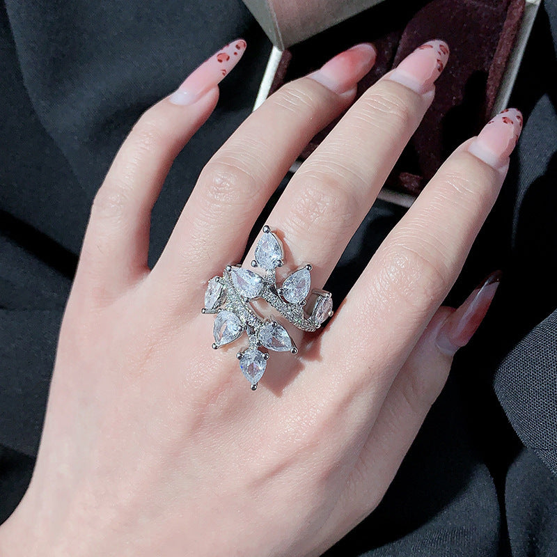 Affordable Luxury Style Hipster Ring Temperament Leaves