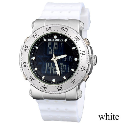 waterproof double display military style silicone band watch
