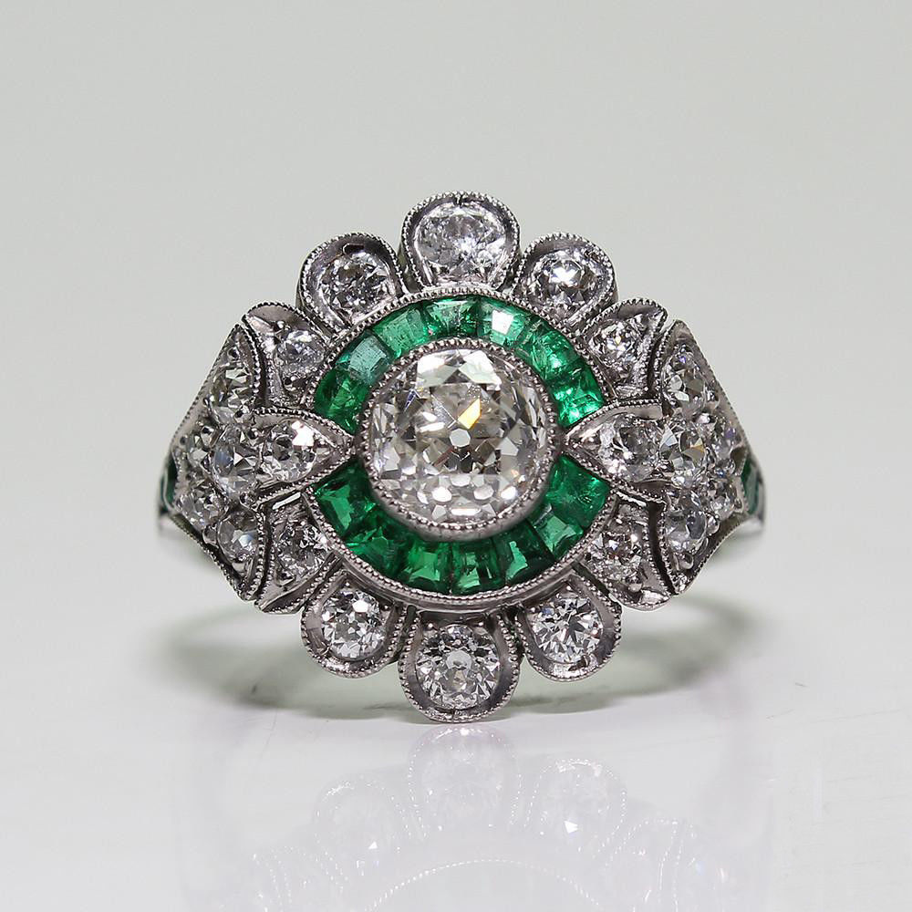 Emerald Diamond Women's Ring