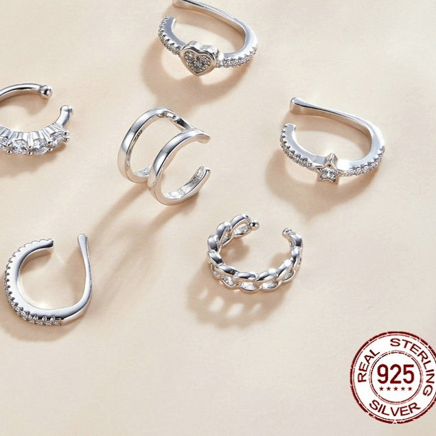 Single Loving Heart In Sterling Silver Zircon Ear Clip