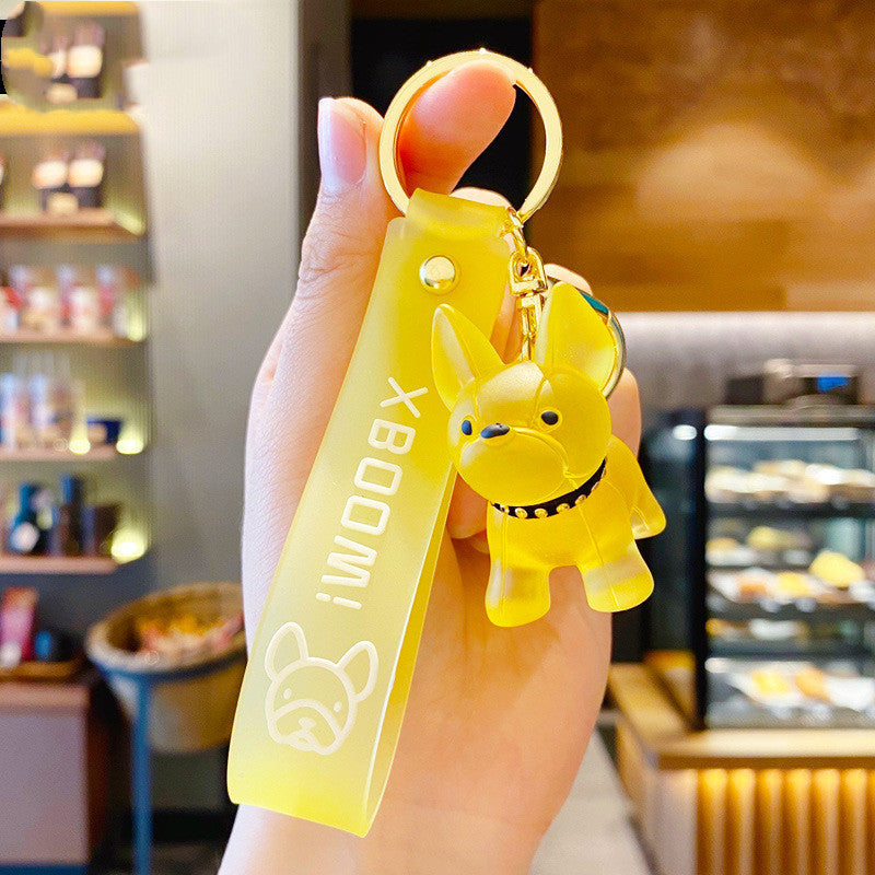 Trendy Crystal Bulldog Pendant Key Chain Bag Pendant