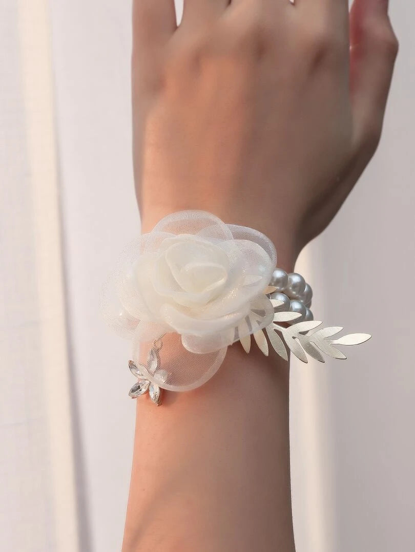 Mesh Flower Wrist Corsage