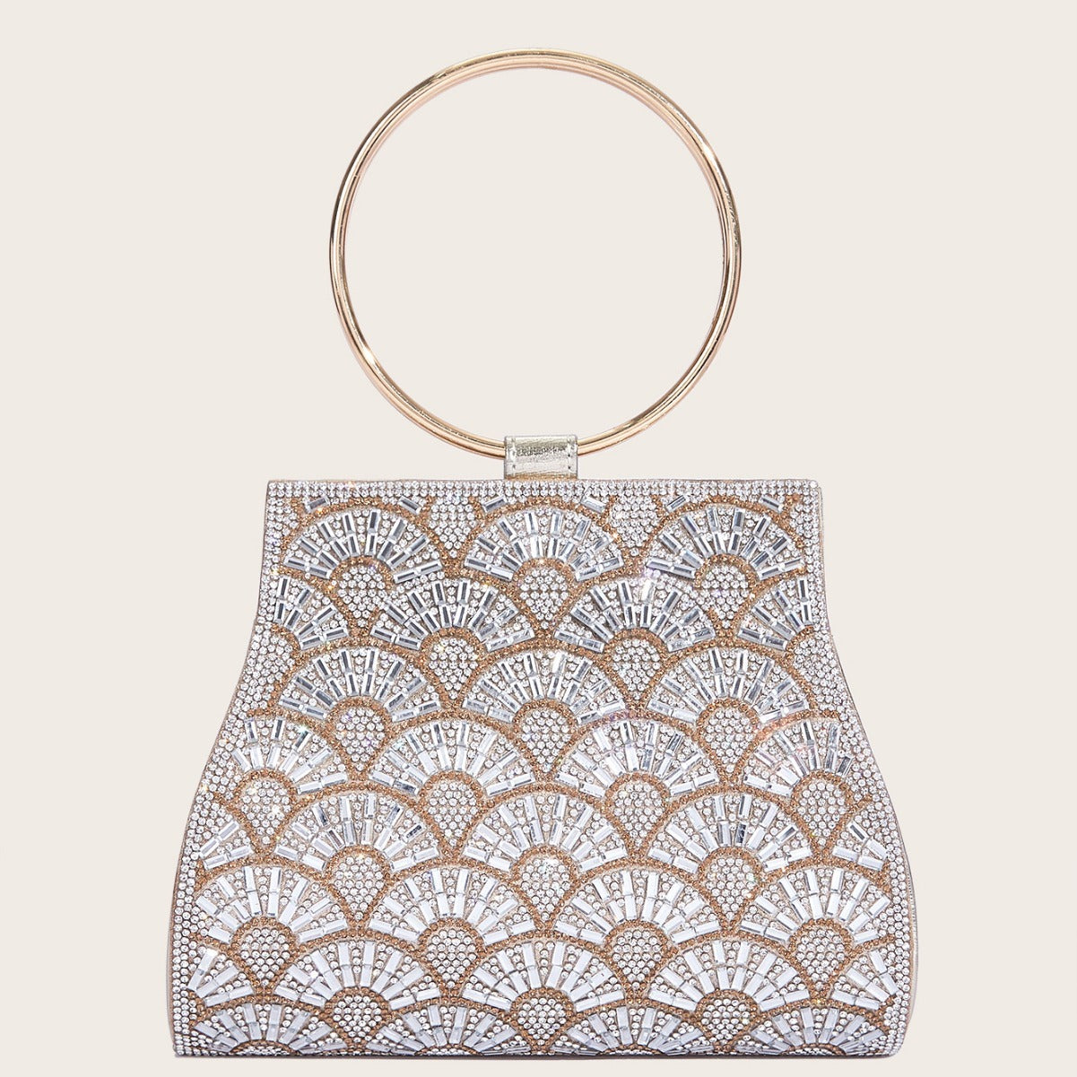 Inlaid With Diamond PU Chain Dinner Bag