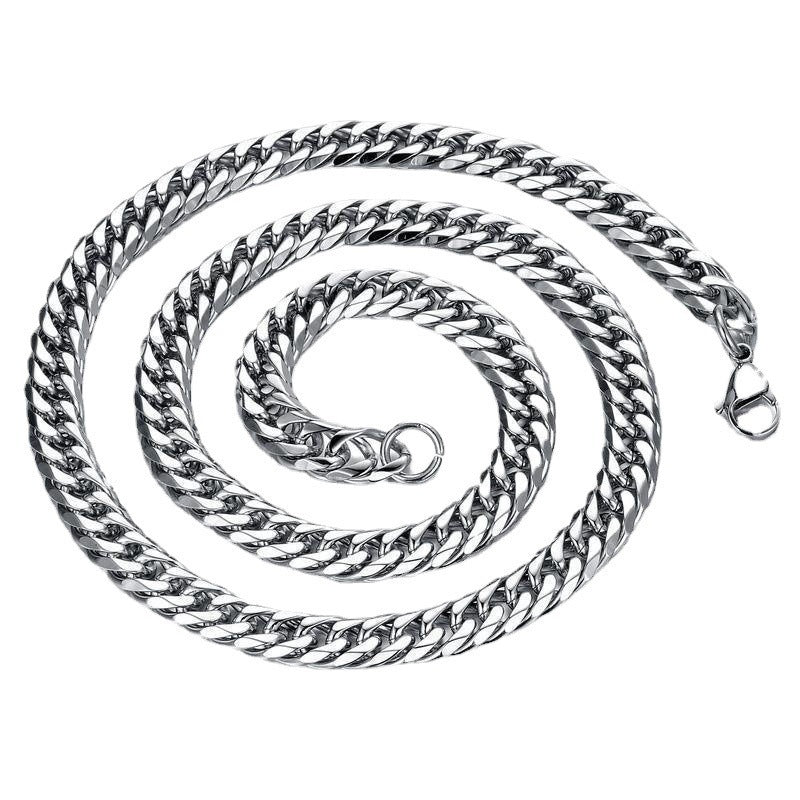 Stainless Steel Necklace Six-sided Grinding Cuban Link Chain Personality Simple Sweater Chain