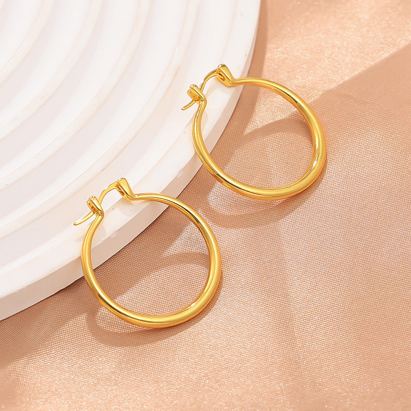 Simple Glossy Big Circle Hoop Earrings