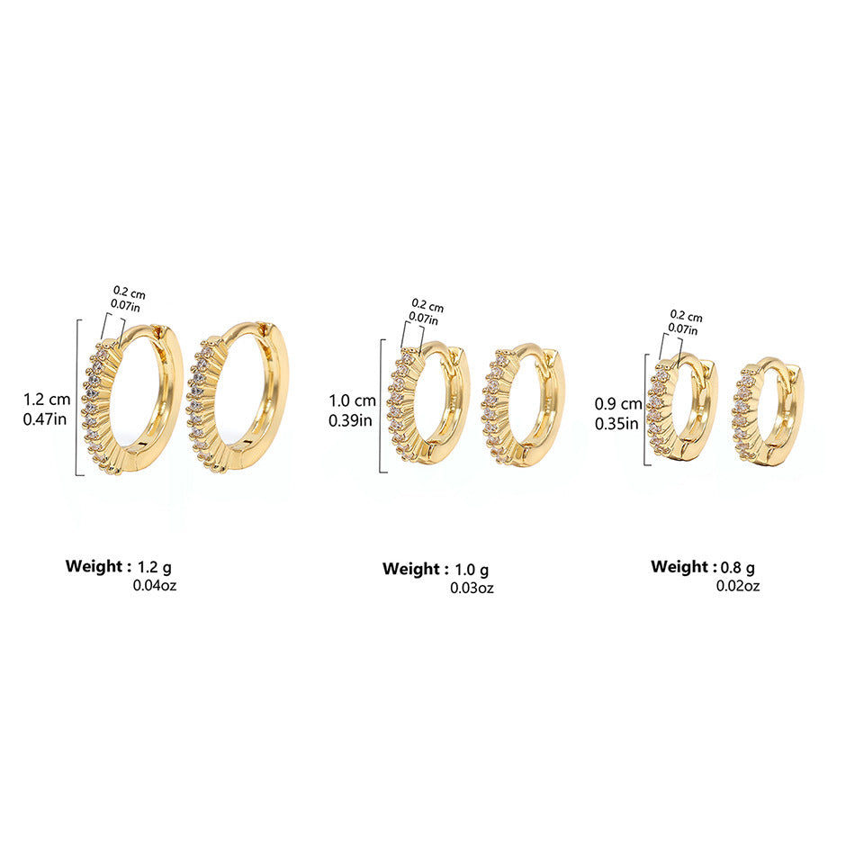 Integrated Rhinestone Zircon Niche Gang Drill Simple Earrings