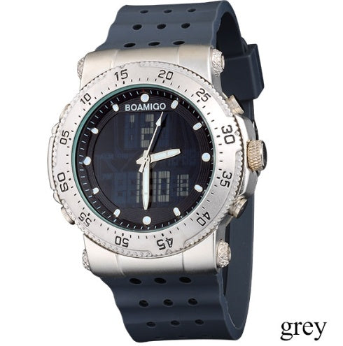 waterproof double display military style silicone band watch