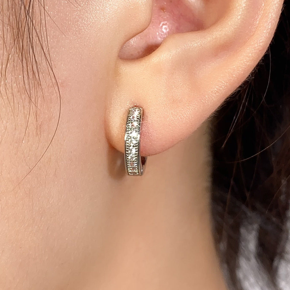 Copper Micro Inlay Gold And Silver Zircon Earrings