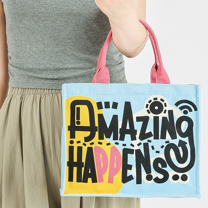 Sweet Cool Color Contrasting Letter Handheld Small Square Bag
