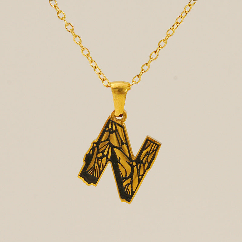 Letter Necklace Titanium Steel No Fading