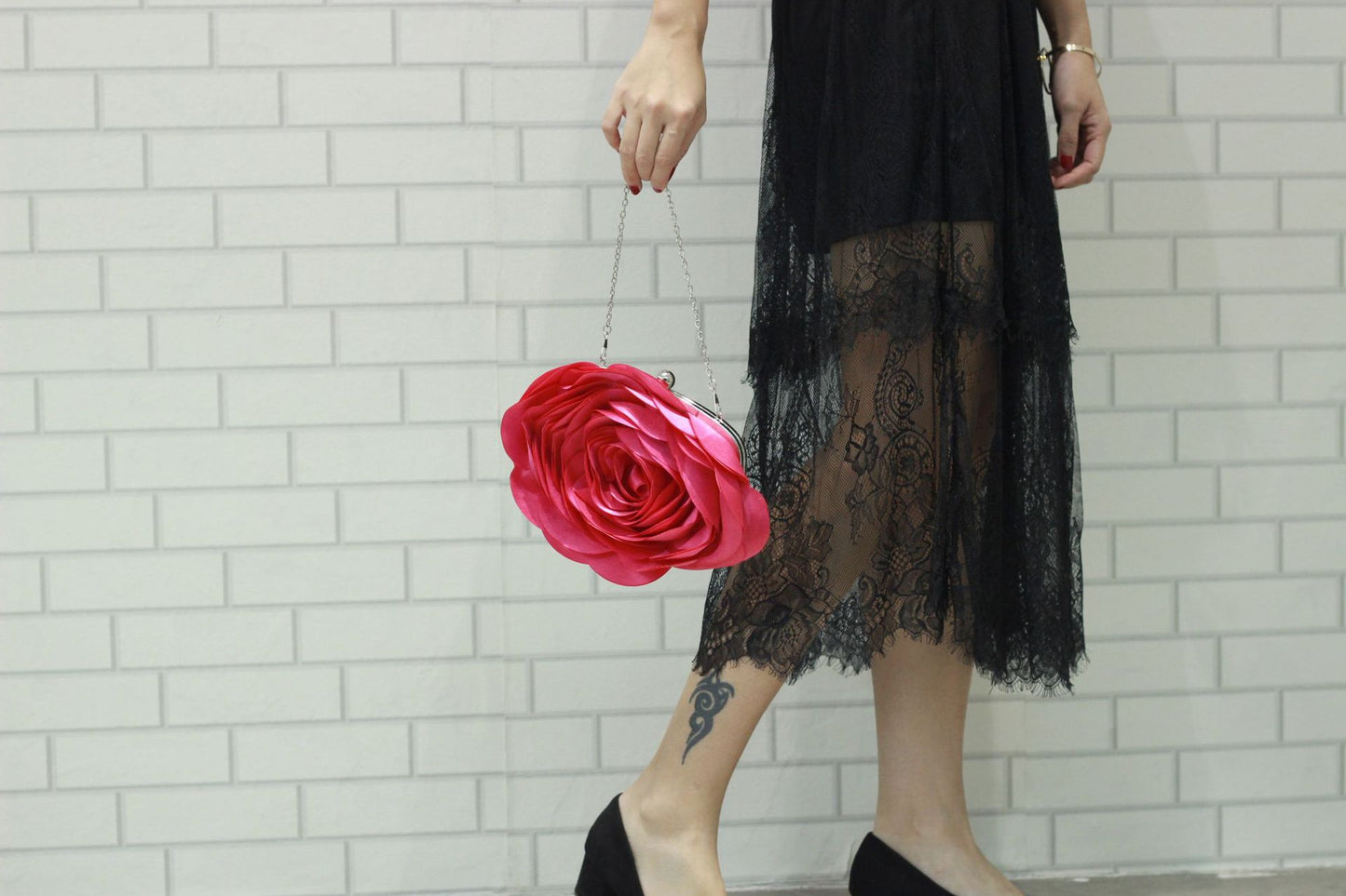 Women's Satin Flower Clutch