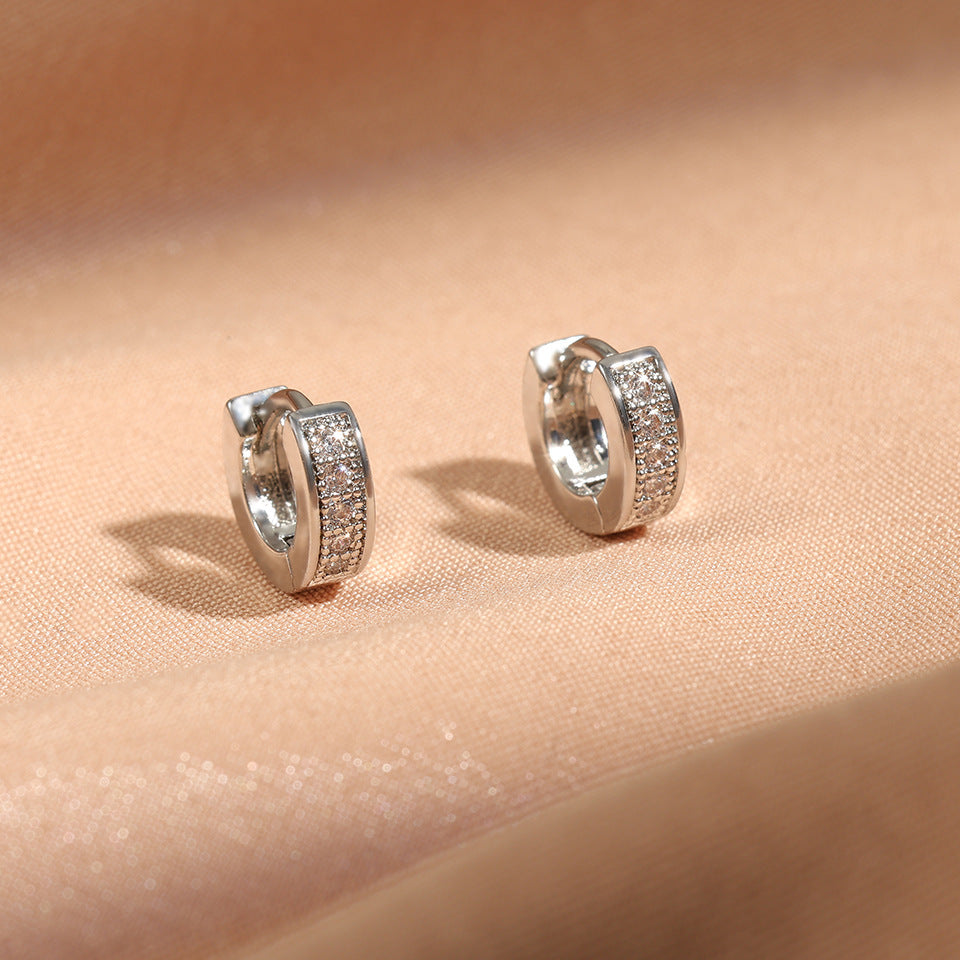 Copper Micro Inlay Gold And Silver Zircon Earrings