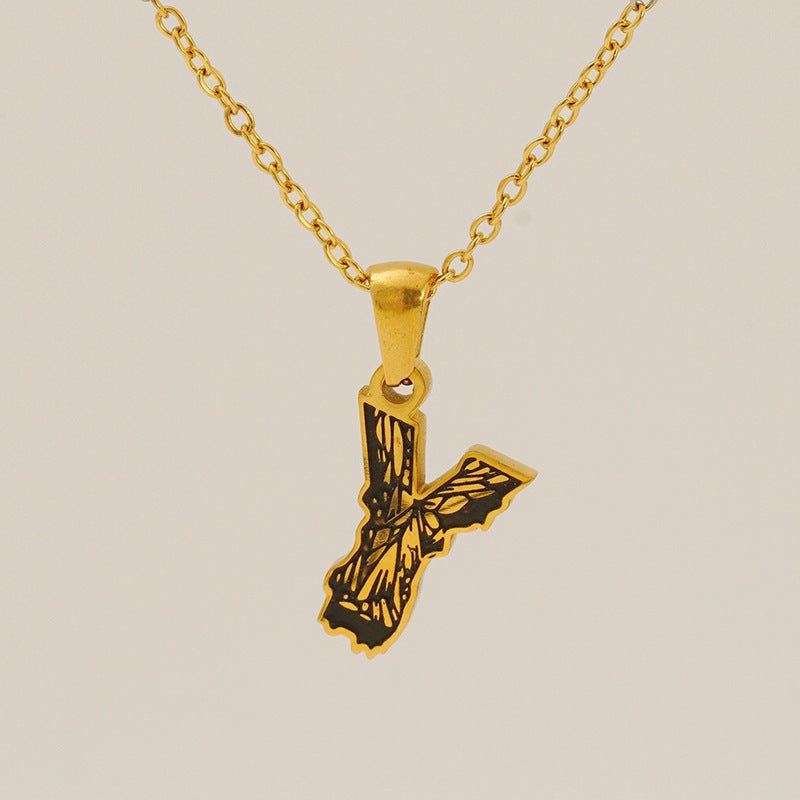 Letter Necklace Titanium Steel No Fading