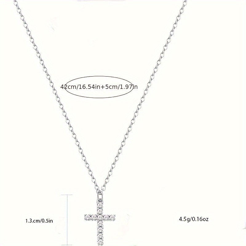 Moissanite Men's And Women's Cross Pendant Necklace 925 Sterling Silver Adjustable
