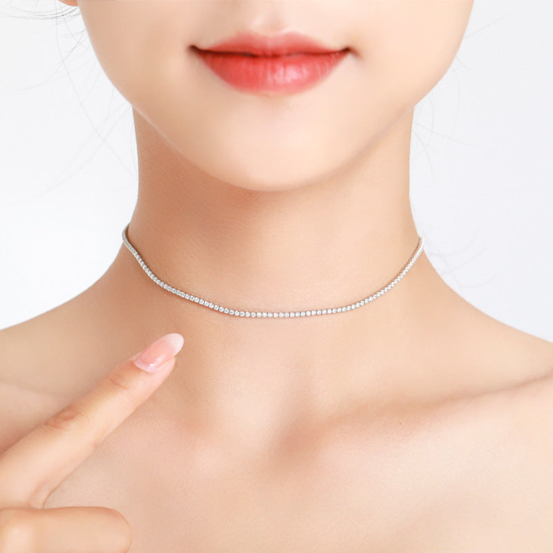 S925 Sterling Silver Diamond Inlaid Super Light Luxury Necklace