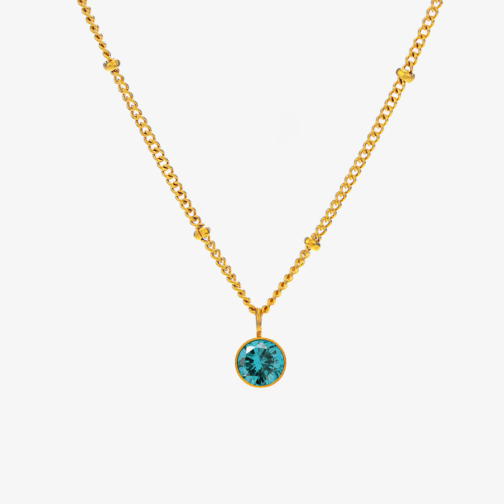 Birth Stones Titanium Steel Necklace