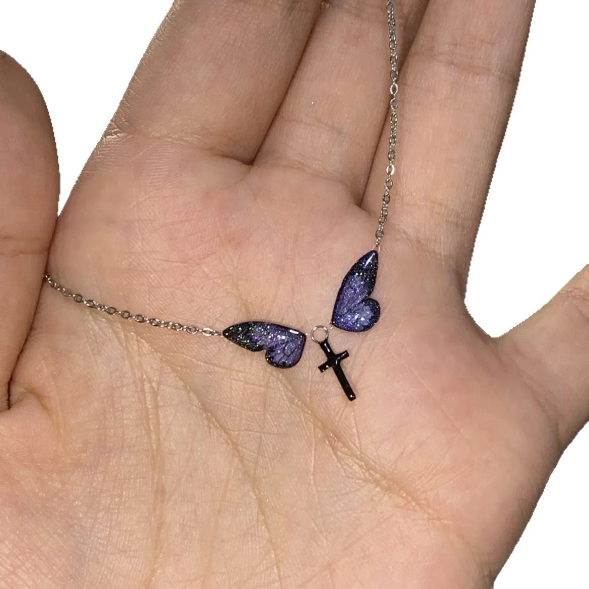 Eternal Night Butterfly Oil Dripping Clavicle Chain Necklace