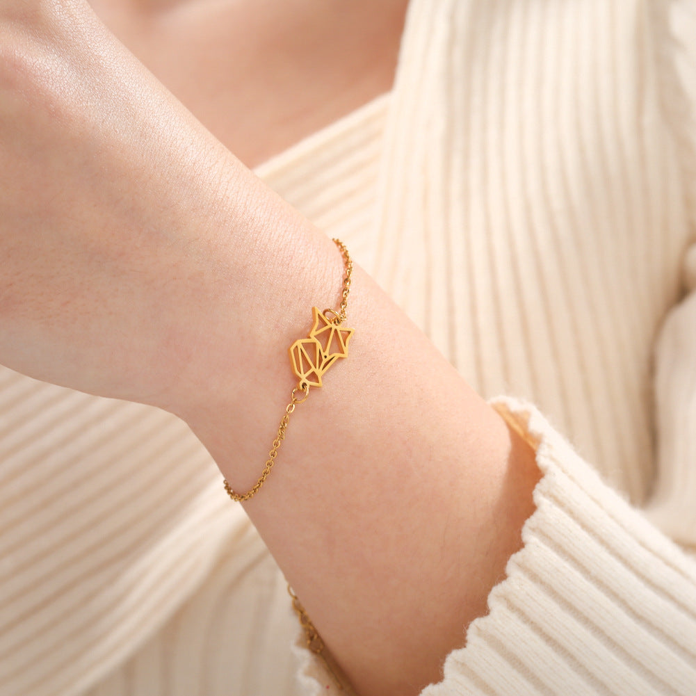 Fox Stainless Steel Hollow Bracelet