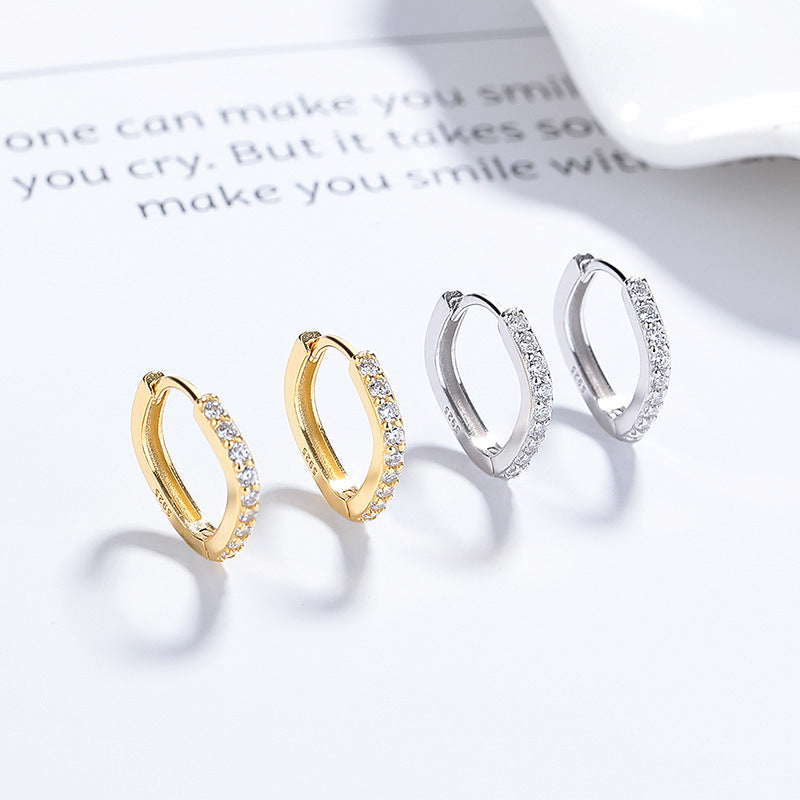 S925 Sterling Silver Simple Fashionable All-match Temperament Gang Drill Earrings