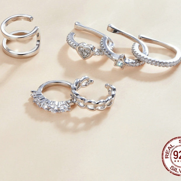 Single Loving Heart In Sterling Silver Zircon Ear Clip