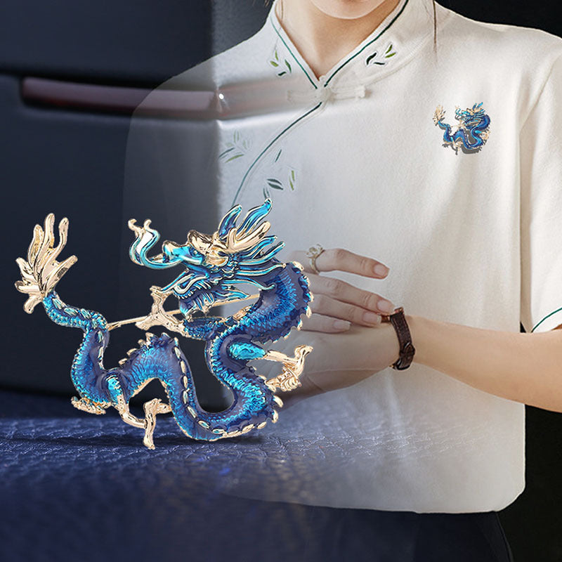 Chinese Ancient Style Zodiac Dragon Enamel Colored Dragon Brooch