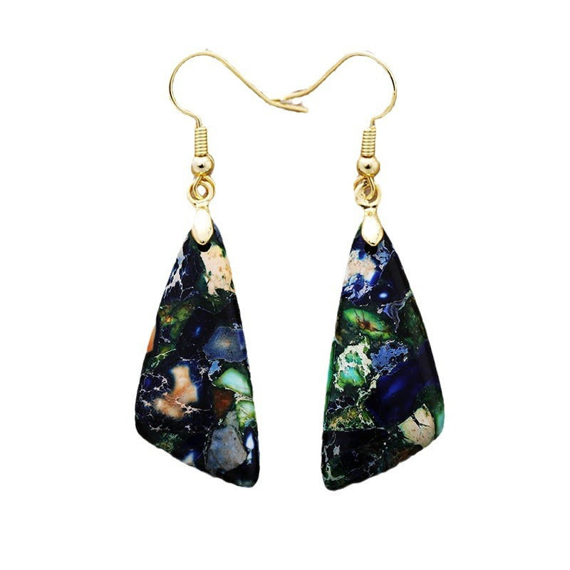 Natural Stone Triangle Earrings