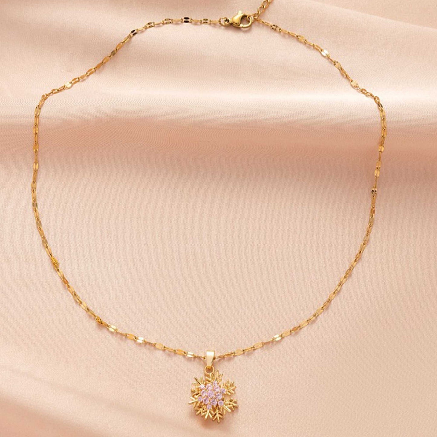 Korean-style Simple Snowflake Rotating Necklace Pendant