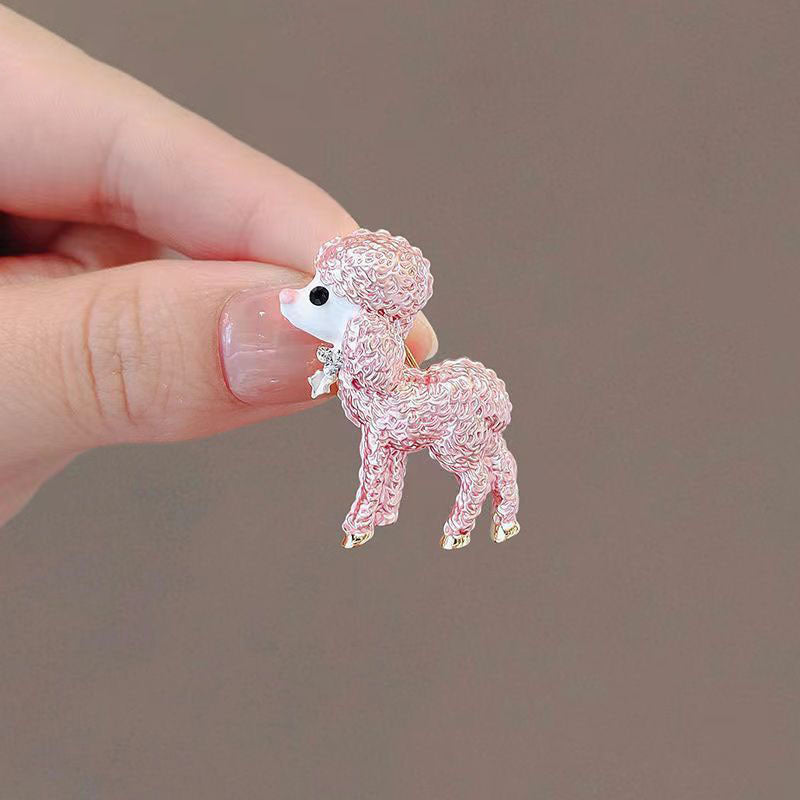2PCS Personalized Cute Enamel Alloy Poodle Brooch