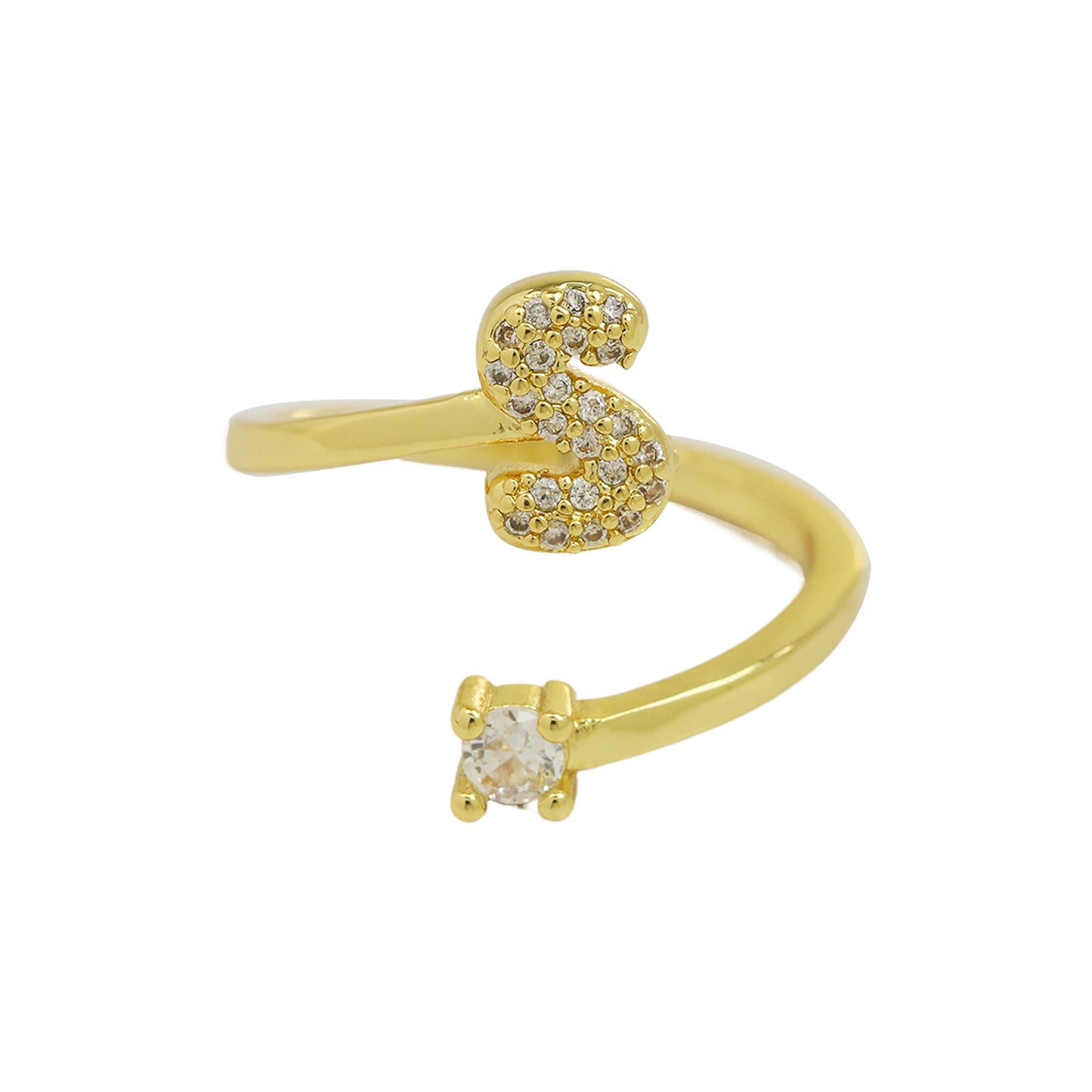 Cute 26 English Letters Open Adjustable Personality Ring
