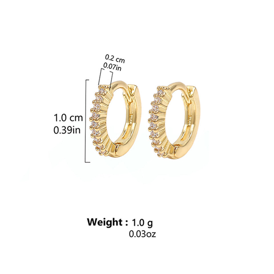 Integrated Rhinestone Zircon Niche Gang Drill Simple Earrings