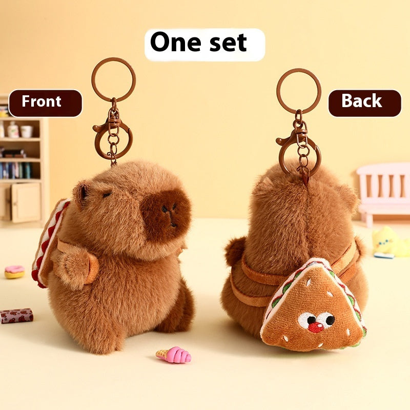 Cute Cartoon Plush Foodie Small Capybara Creative Keychain