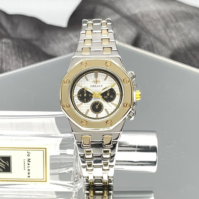 Men's And Women's Same Steel Belt Quartz With Calendar Waterproof Couple's Watch