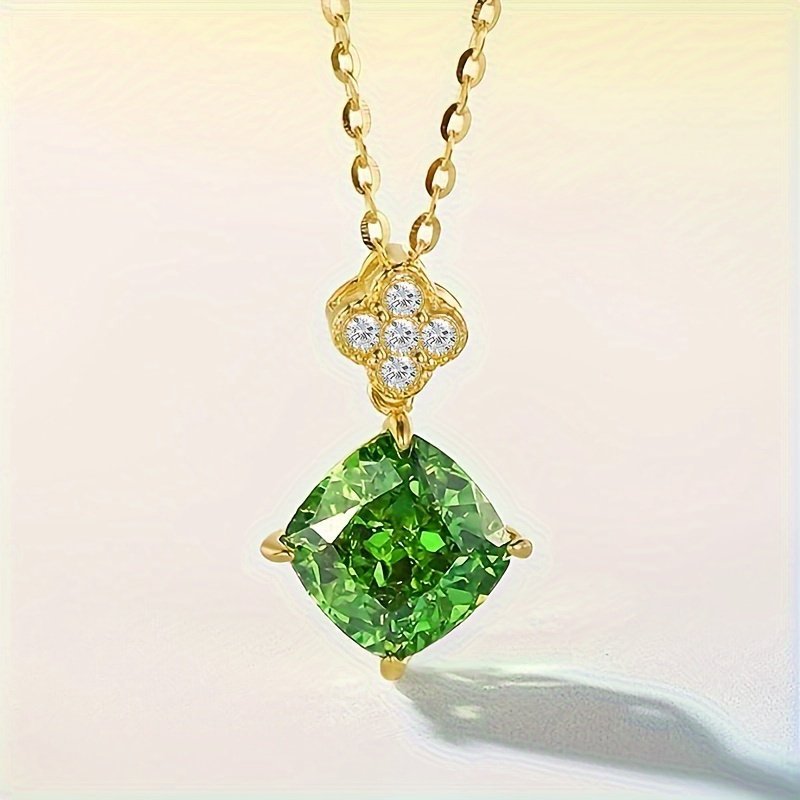 Sterling Silver 925 Birthstone Necklace 14K Gold Plated Lucky Clover Pendant Necklace