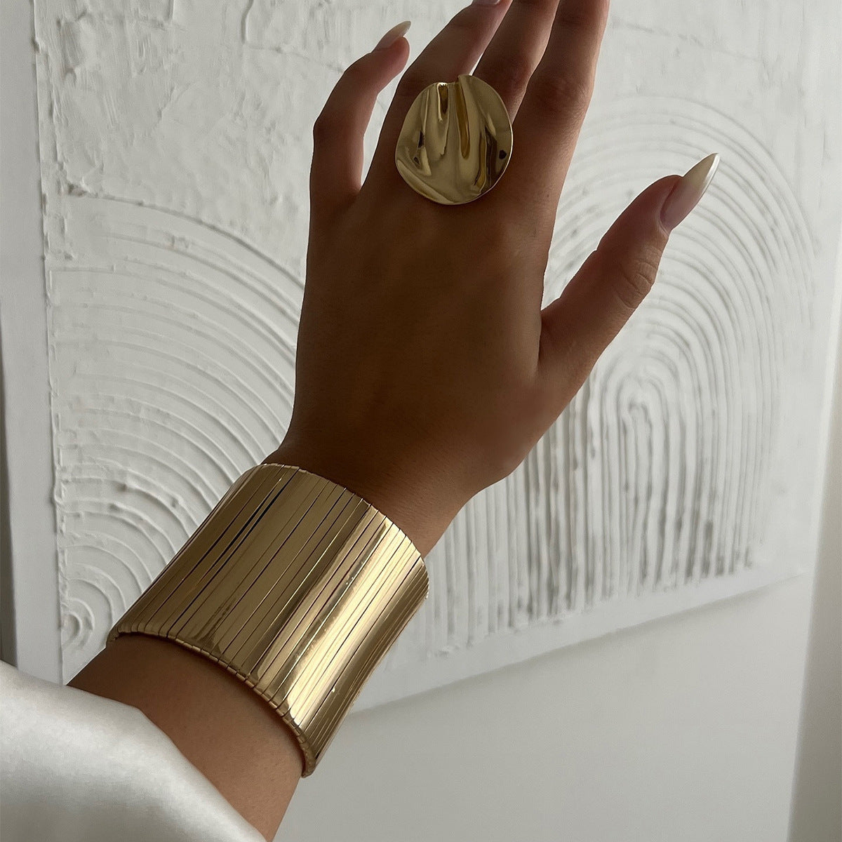 Wide Surface Alloy Bracelet