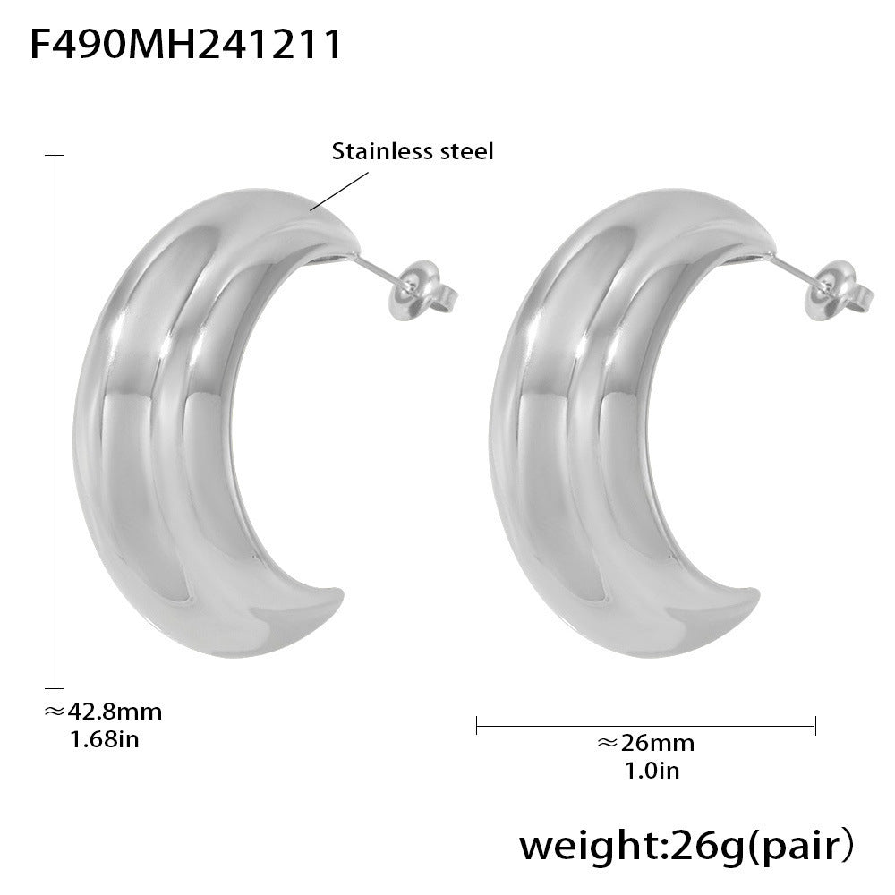 Stainless Steel C- Type Stud Earrings PVD Electroplating