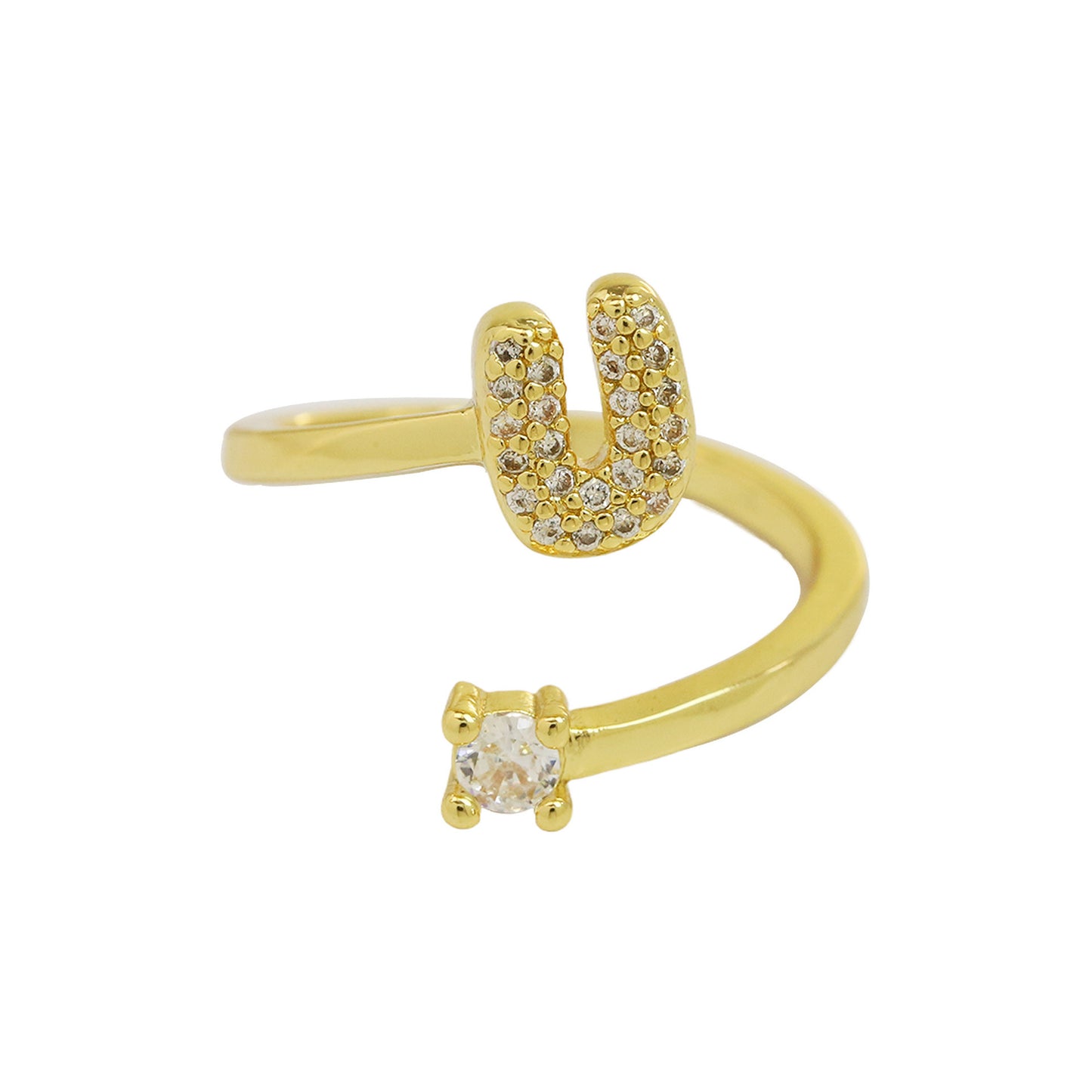 Cute 26 English Letters Open Adjustable Personality Ring