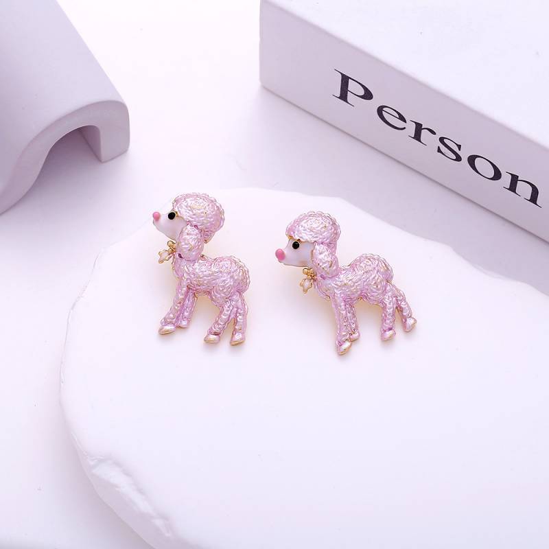 2PCS Personalized Cute Enamel Alloy Poodle Brooch